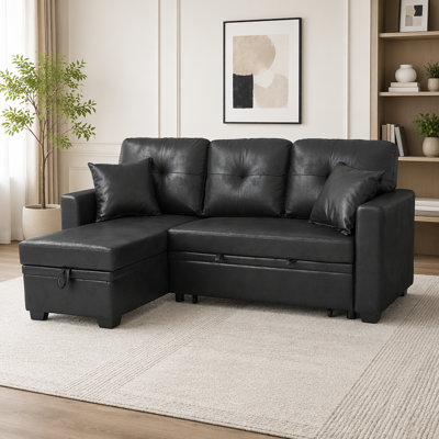 Sleeper Sofa, Sectional with Pull-Out Bed, Reversible Chaise, Storage Sectional
