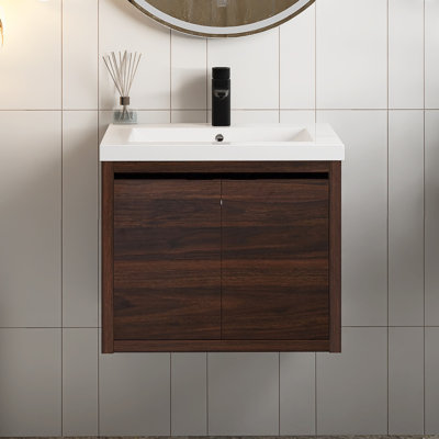 Meuble-lavabo mural 24 po avec lavabo pour petite salle de bain