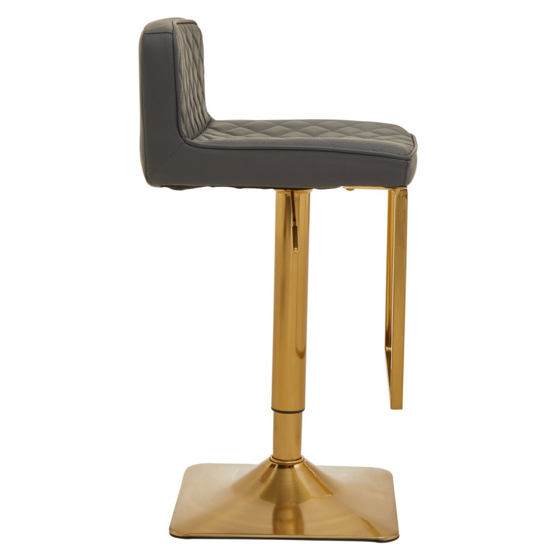 Ainoriitta Swivel Upholstered Adjustable Height Counter Stool with Metal Frame, Gold, Dark Grey