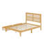 Lit plateforme avec tête de lit en rotin naturel et rangement intégré sous le lit-564206815