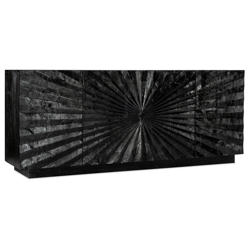 Black Solid Wood 78'' Media Console with Cabinet