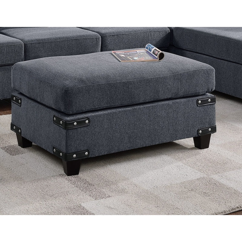 Canapé modulaire moderne en chenille avec repose-pieds modulaire 3 pièces, Gris anthracite
