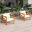 Fauteuil club d'extérieur en bois, de 4, coussins imperméables, finition, espaces, chaise ergonomique confortable, patios, jardins, design