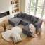 Canapé modulaire en U modulaire en forme de U, canapé en flanelle rembourré avec repose-pieds et ressorts ensachés, canapé modulaire à compression avec 5 coussins sans assemblage, bleu-1279657145-1278012954