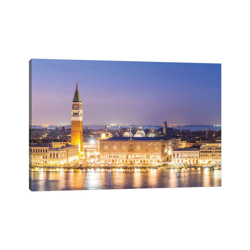 Aerial Of Venice At Night by Matteo Colombo - No Frame Gallery-Wrapped Canvas Giclée on Canvas, 66.04cm H x 101.6cm W