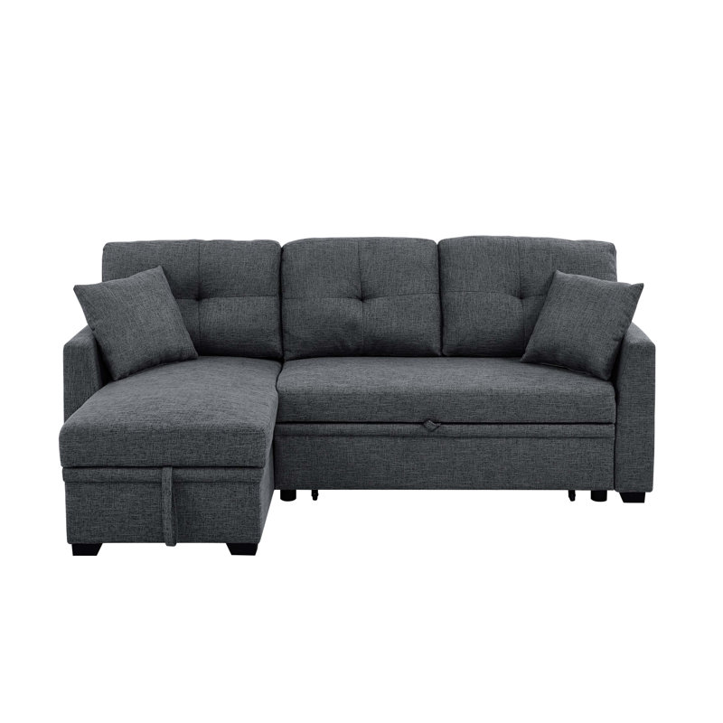 Modular Sleeper Sectional Sofa With Storage, Gray Fabric