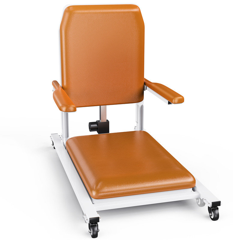 Fauteuil électrique avec 4 roues et coussin en polyuréthane, Orange