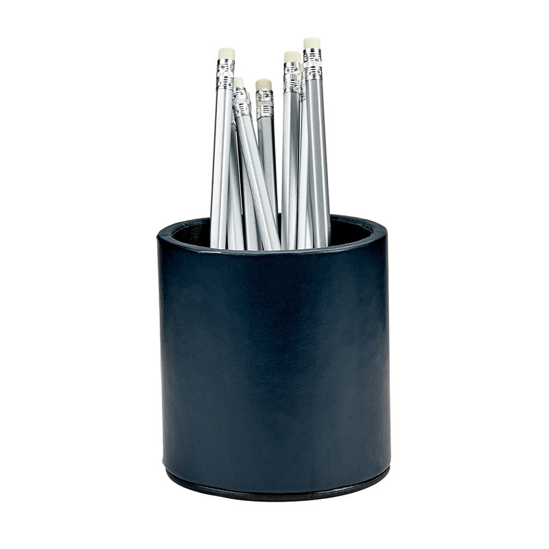 Graphic Image Pencil Cup, Leather, Navy