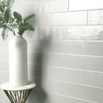 Metrola Ashen 3D Mix 4 in. x 12 in. Glossy Ceramic Subway Wall Tile