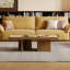 Table basse 51,5 po Mid-Century Modern, Travertin