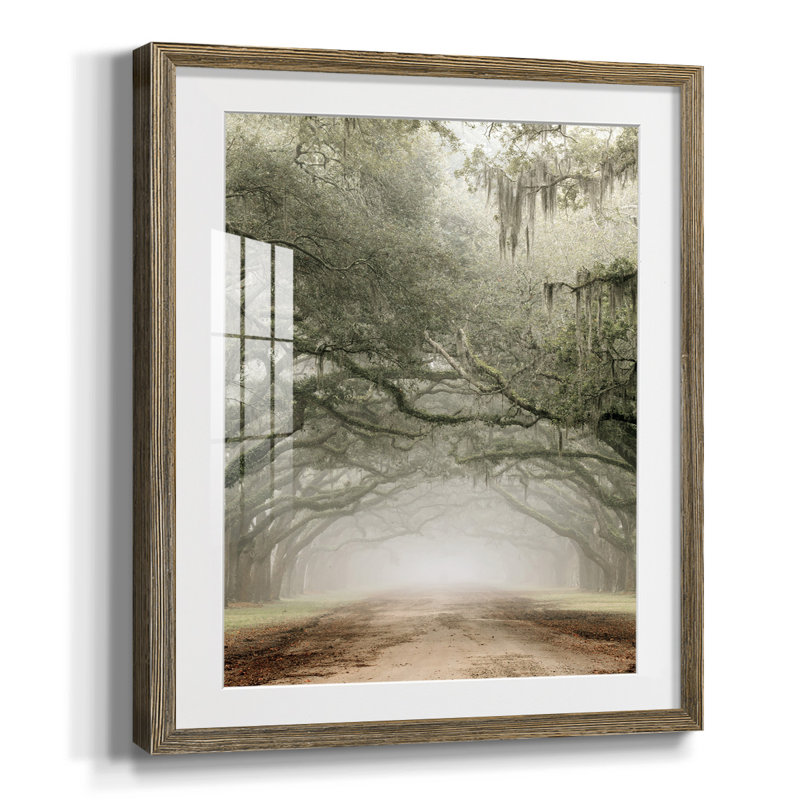 Doris Duke Garden, Papier avec cadre noyer, Blanc
