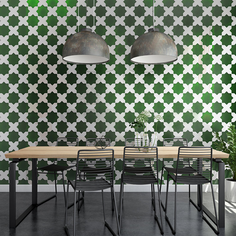 Siena 5.35'' W x 5.35'' L Ceramic Singular Tile, Dark Green