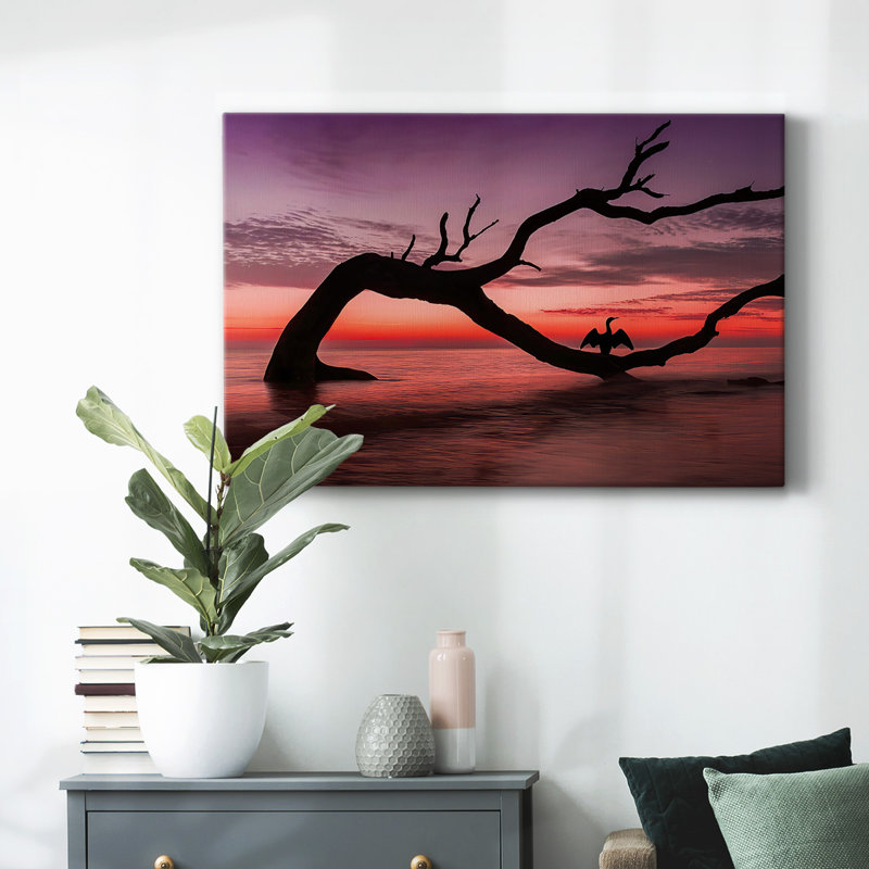 Photographie, photographie, coucher de soleil, plage, toile tendue, H 12 po x l 18 po