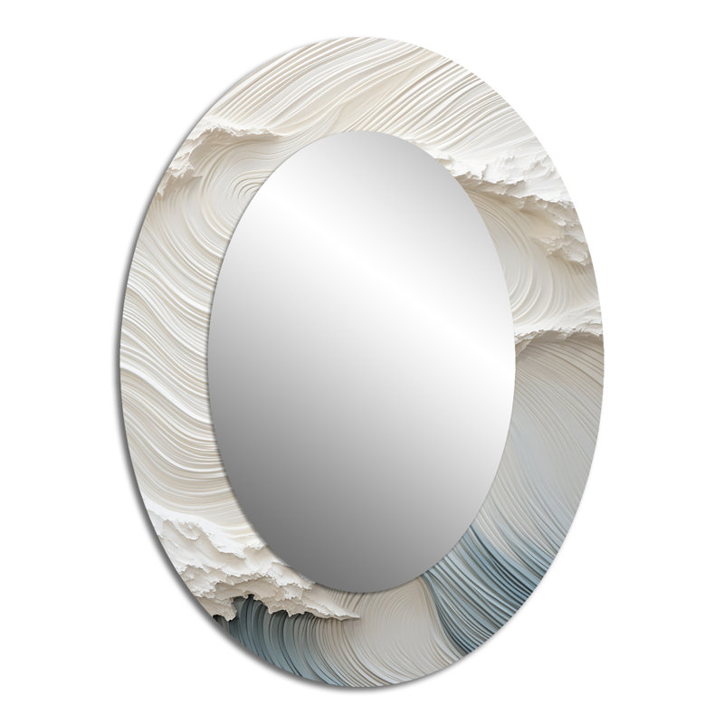 Miroir mural ovale blanc et bleu, 40 po x 30 po