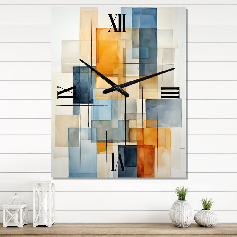 Geometric Collage - Abstract Collages Wall Clock Oversized, Small