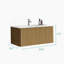 Élégant meuble-lavabo rayé en chêne naturel avec lavabo intégré, conception murale flottante pour une organisation de salle de bain moderne et un attrait esthétique.