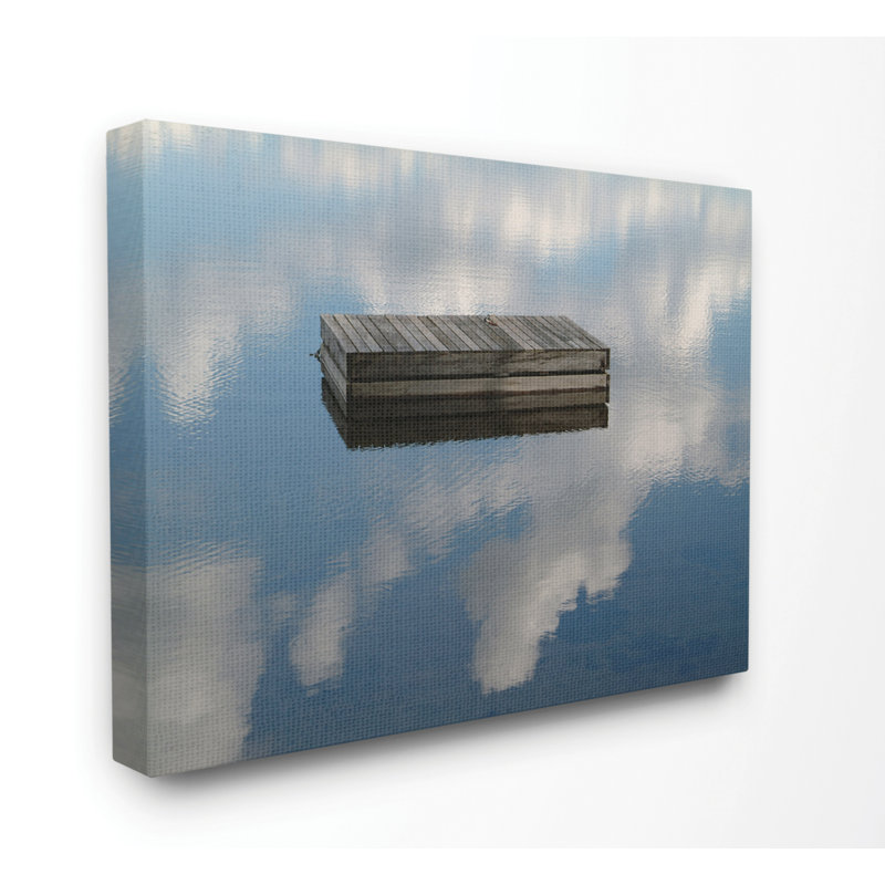 «Floating Dock Ocean Lake Landscape», impression, H 16 po x l 20 po x P 1,5 po, Giclée encadrée noir minuit