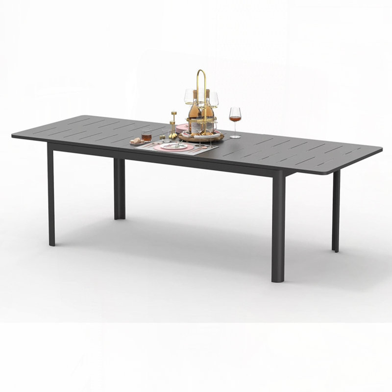 Outdoor Extendable Dining Table, 29.5" H x 35.4" W x 94.5" D, Black