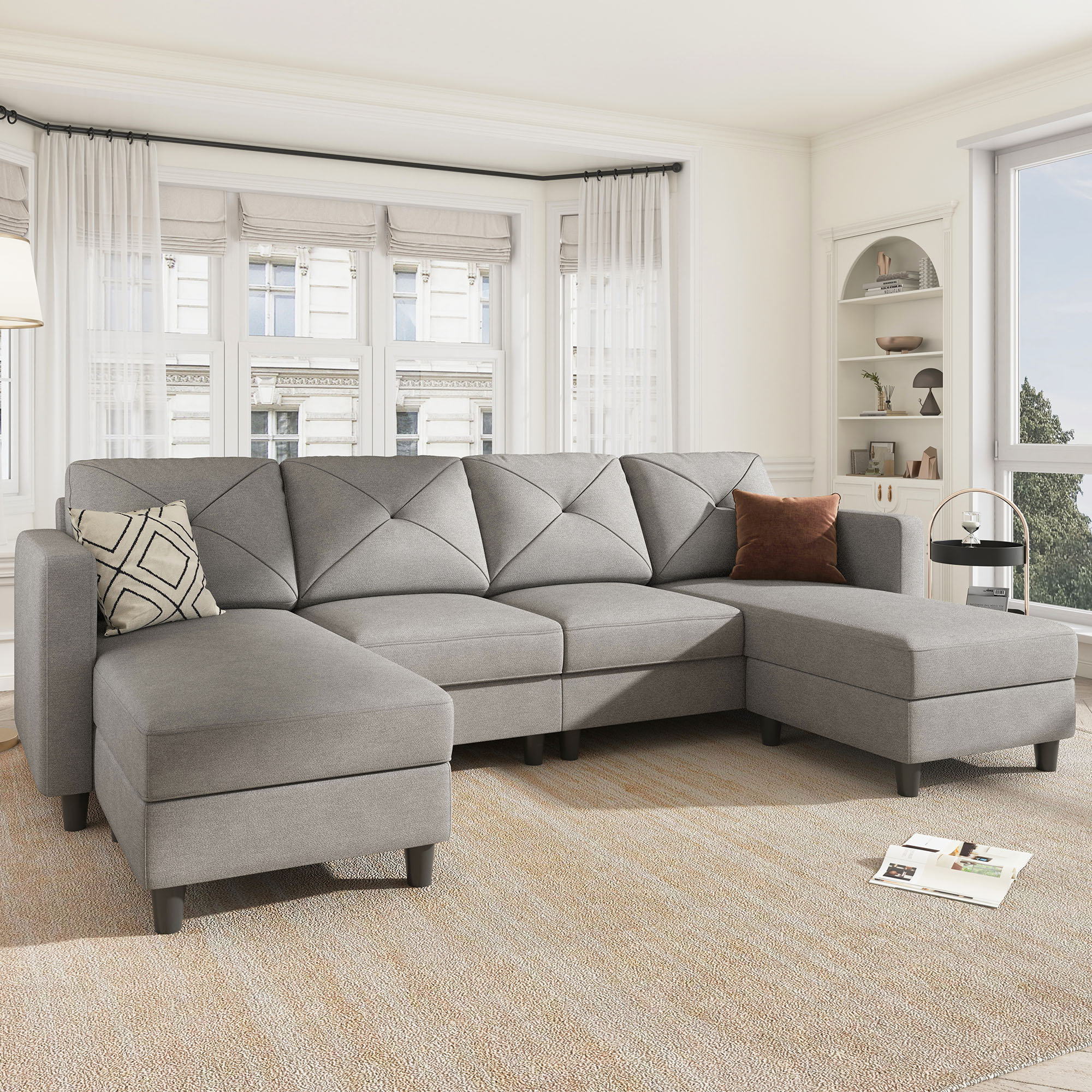 HONBAY U Shaped Sectional Couch Upholstered Sofa Couch with Chaise & Reviews | Wayfair