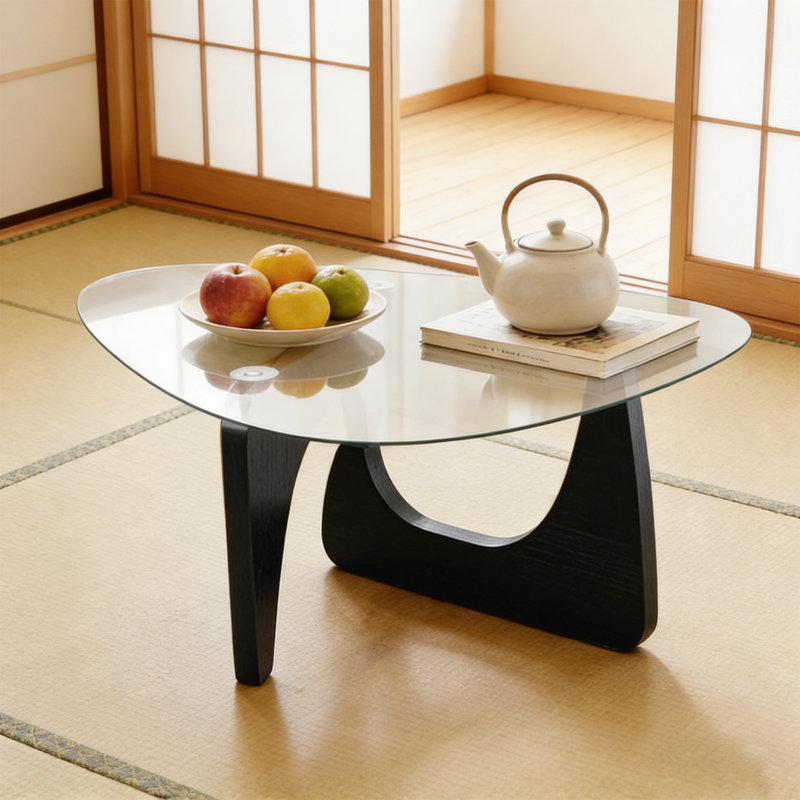 Triangle Abstract Coffee Table Modern Tea Table With Solid Wood Base And Triangle Glass Accent Table Chic Home Office Furniture For Living Room Black Color 35.8"D X 25.5"W X 16"H