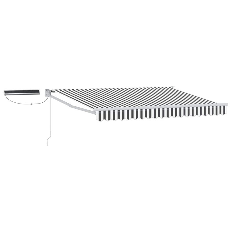 VidaXL Polyester Cover Retractable Patio Awning, 300cm W x 250cm D, Striped, White/Anthracite/White