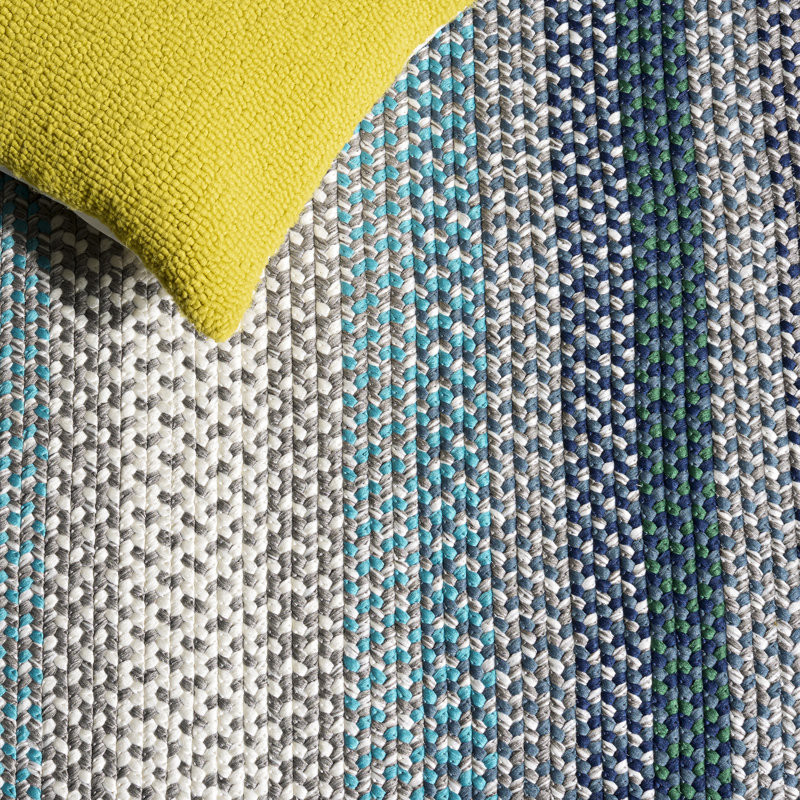 Braided Hand Woven Machine Washable Striped Outdoor Indoor/Outdoor Area Rug, Oval 4' x 6'