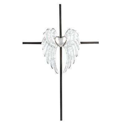 12.5"H Cross Angel Wings Wall Plaque Holy