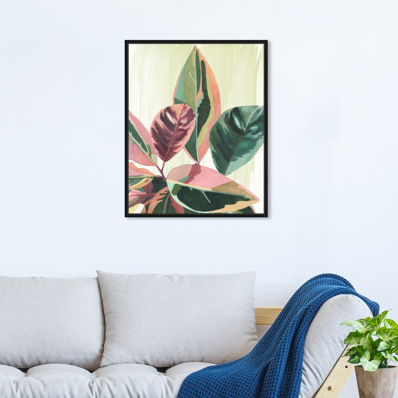 Green inspo II - Impression sur toile, Toile avec cadre flottant noir, H 21 po x l 17 po x P 1,8 po