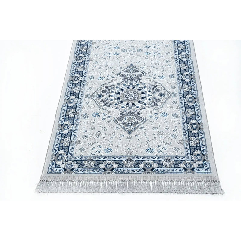 Floral Area Rug, Blue, Rectangle 60 x 110 cm