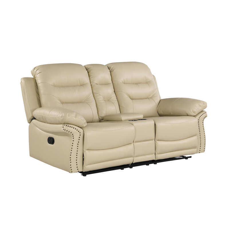 Causeuse inclinable en cuir Global, Beige