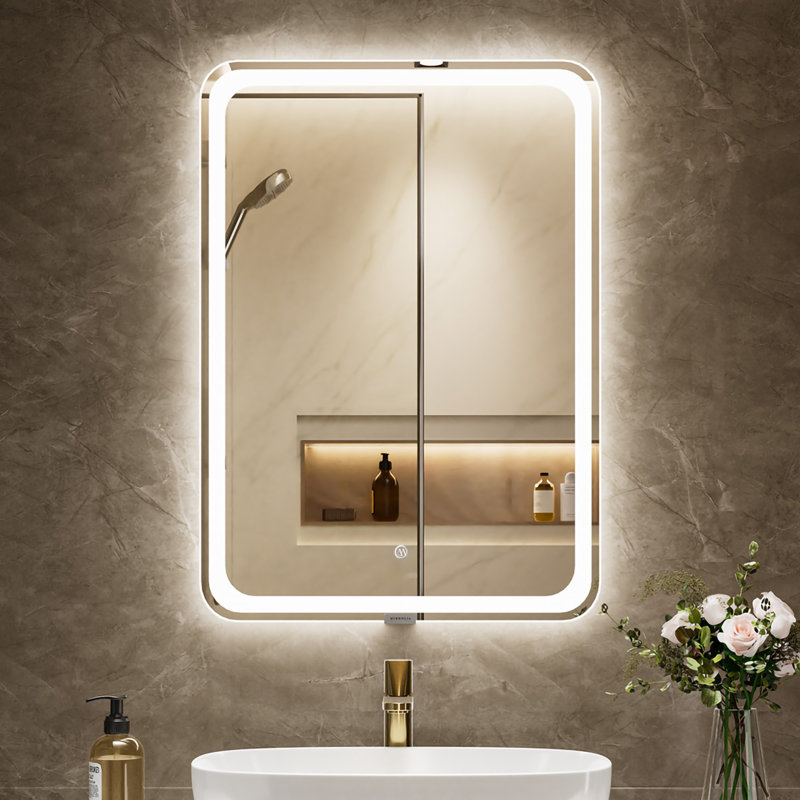 Miroir de salle de bain 3 lumières DEL, 28 po x 20 po