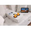 Causeuse-lit convertible en tissu avec console rabattable