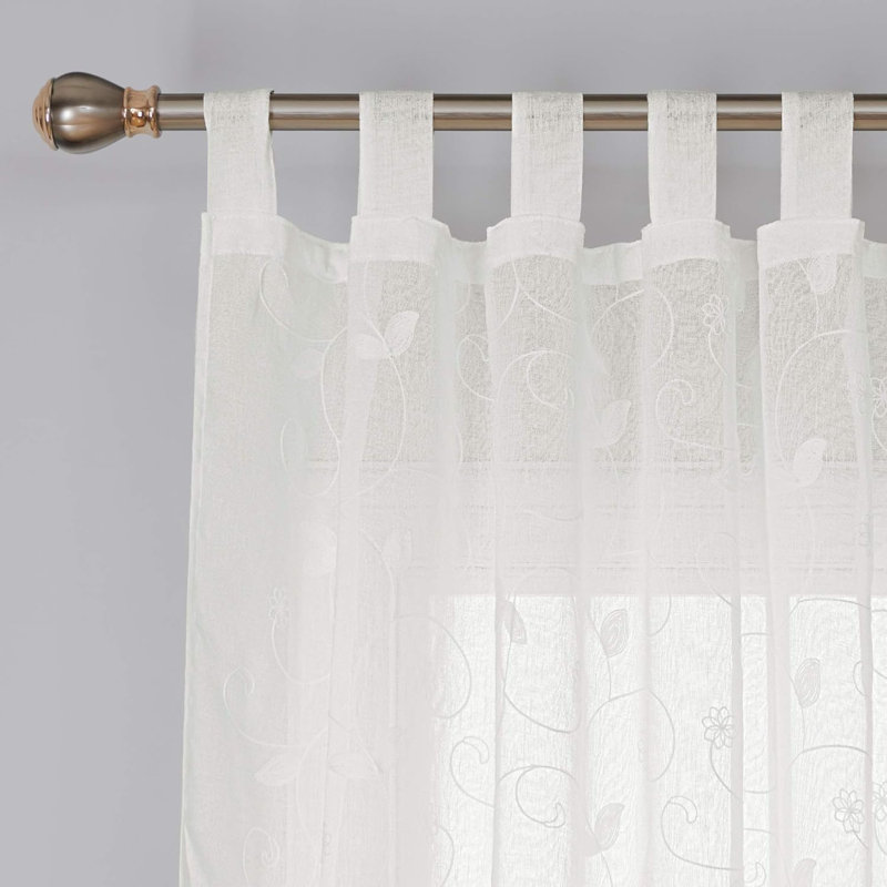 Aneatra Semi Sheer Curtain Pair, Cream, 140cm wide x 175cm high