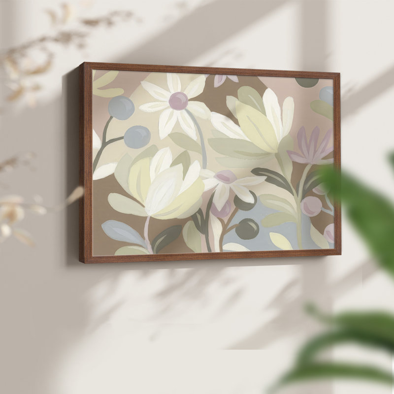 Blushtone Botanicals I - Reproduction encadrée - Restickable, H 11 po x l 14 po, Noyer