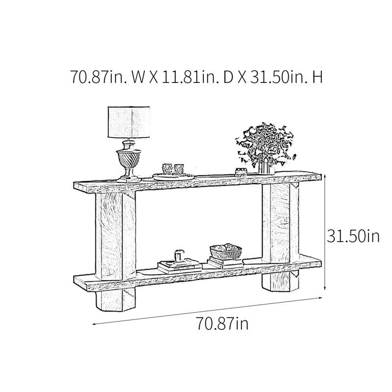 Console Retro Minimalist, H 31,5 po x l 70,87 po x P 11,81 po, Brun