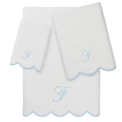 100% Turkish Cotton ADORNIA Scallop 3PC Personalized Towel Set