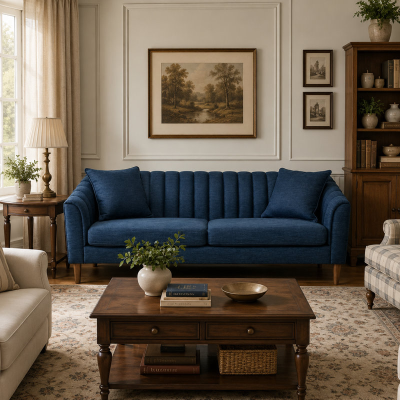 Canapé 3 places, Navy Blue Fabric