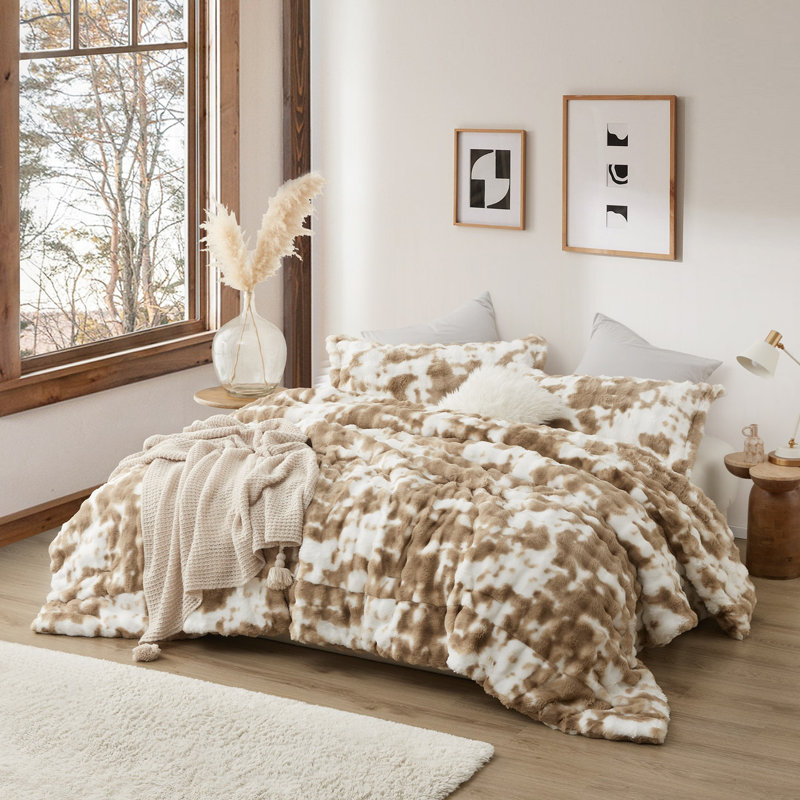 Chunky Bunny Spotty - Coma Inducer Oversized Comforter Set, Blanc/Brun clair, Édredon pour très grand lit + 2 taies décorativ