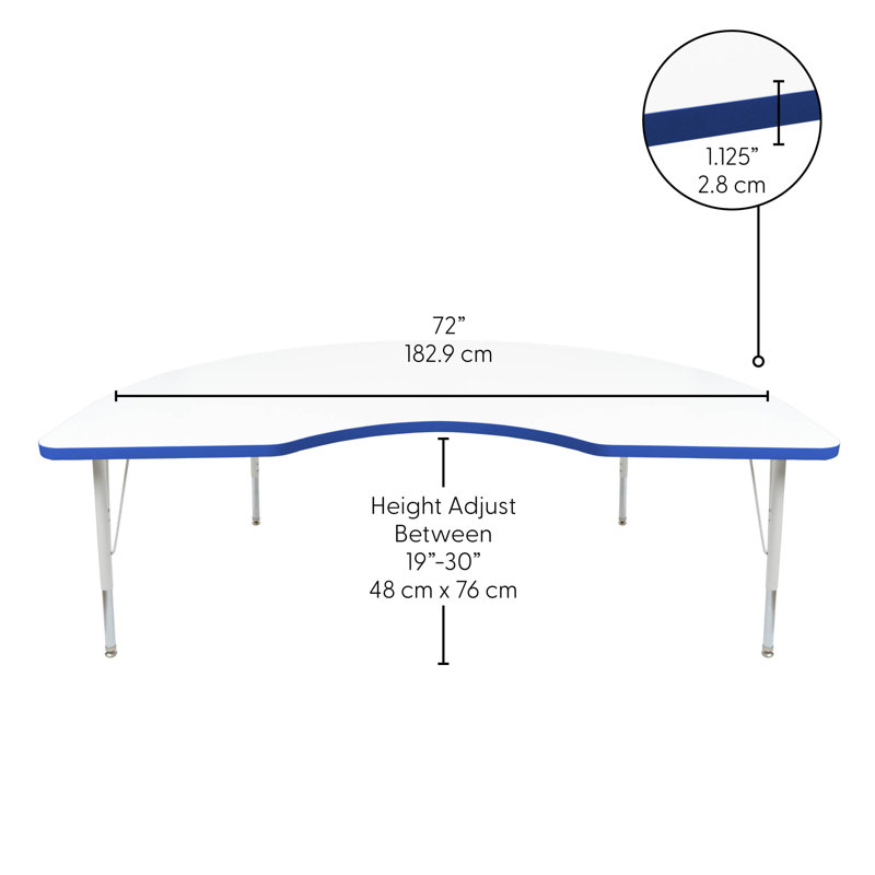 Table d'activité thermofusionnée 48 "x 72" avec pieds réglables standard, Bleu très foncé