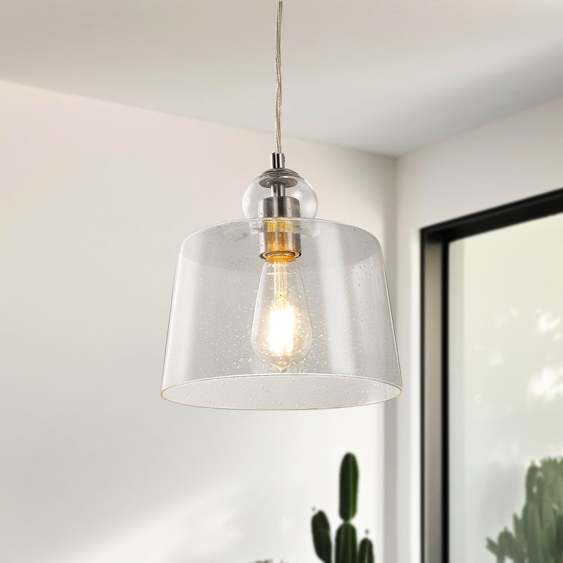1-Light Nickel Pendant Light For Kitchen Dining Room