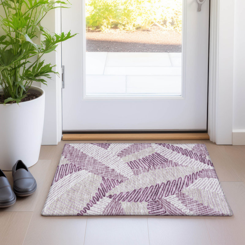 Premium Machine Washable Prisco Lavender Rug, Rectangle 1'8" x 2'6"