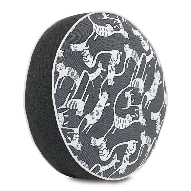 Pets Circular Pillow Cover & Insert, Ivory/Black