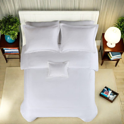 Ensembles de literie en satin de coton de luxe, très grand / très grand californien, avec broderie de style hôtel