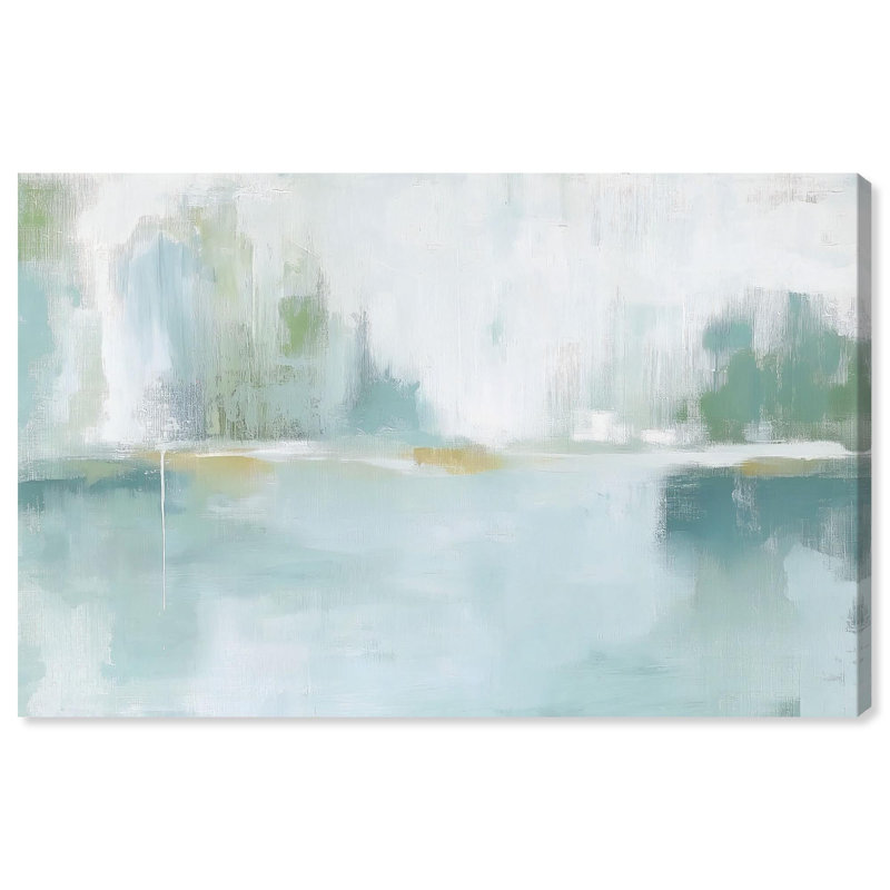 «Mirrored Aqua Dream I», art mural bleu sarcelle par , Toile tendue, H 24 po x l 24 po