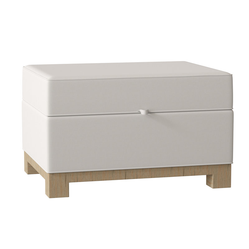 Repose-pieds rectangulaire avec rangement Brandes, Blanc Cape, Acajou