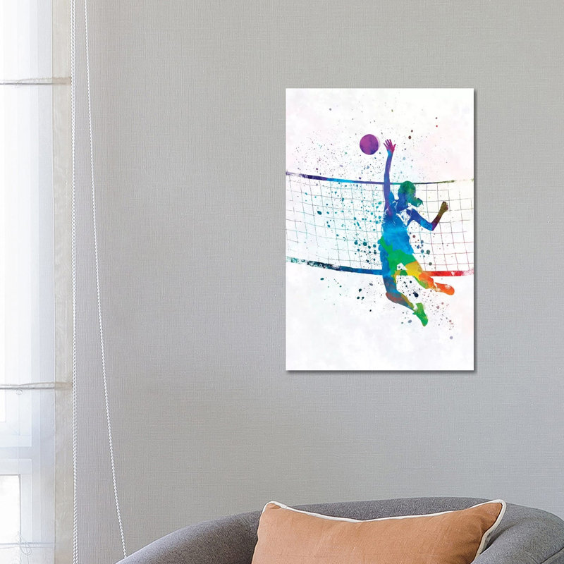 Woman Volleyball Player by Paul Rommer - Painting on Canvas, Wrapped Canvas, 66.04 cm H x 45.72 cm W x 1.91 cm D