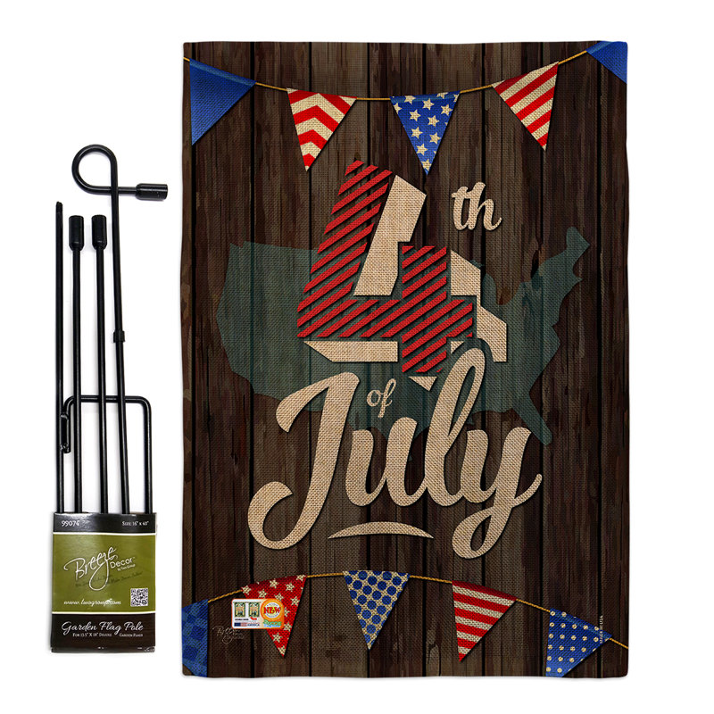 Patriotic Multi-Color Polyester Fourth of July Garden Flag Set