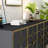 Stylish Console Table, Anthracite & Gold, 100% Melamine Coated Particle Board, Thickness: 0.7 inches | Ideal for Living Room, Entryway & Modern Décor, Durable & Elegant Design-1907587320