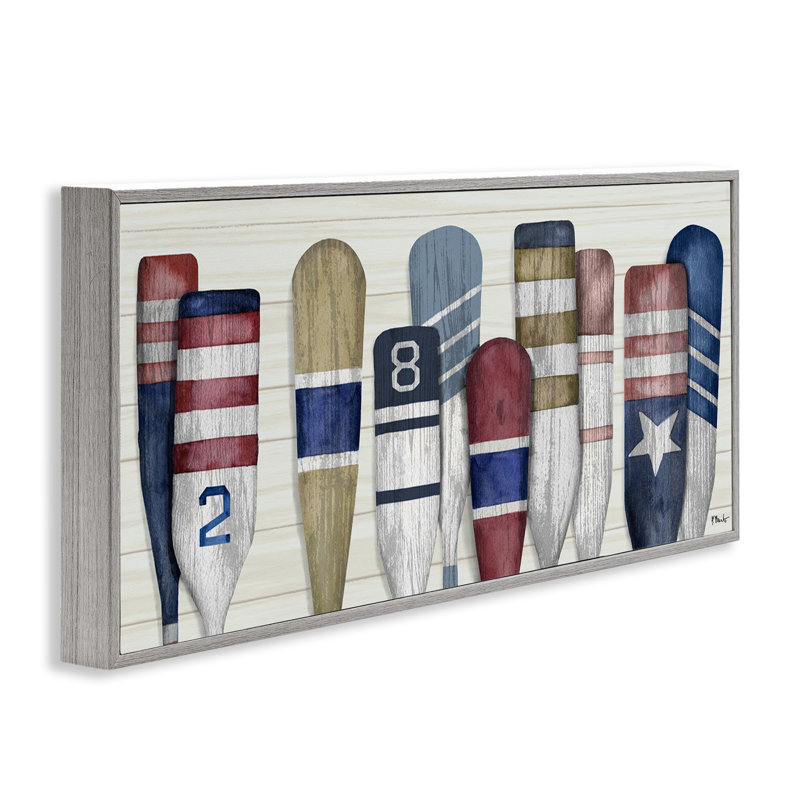 Port Oars VIntage Americana Patterns par Paul Brent - Peinture sur bois, H 13 po x l 30 po x P 1,5 po