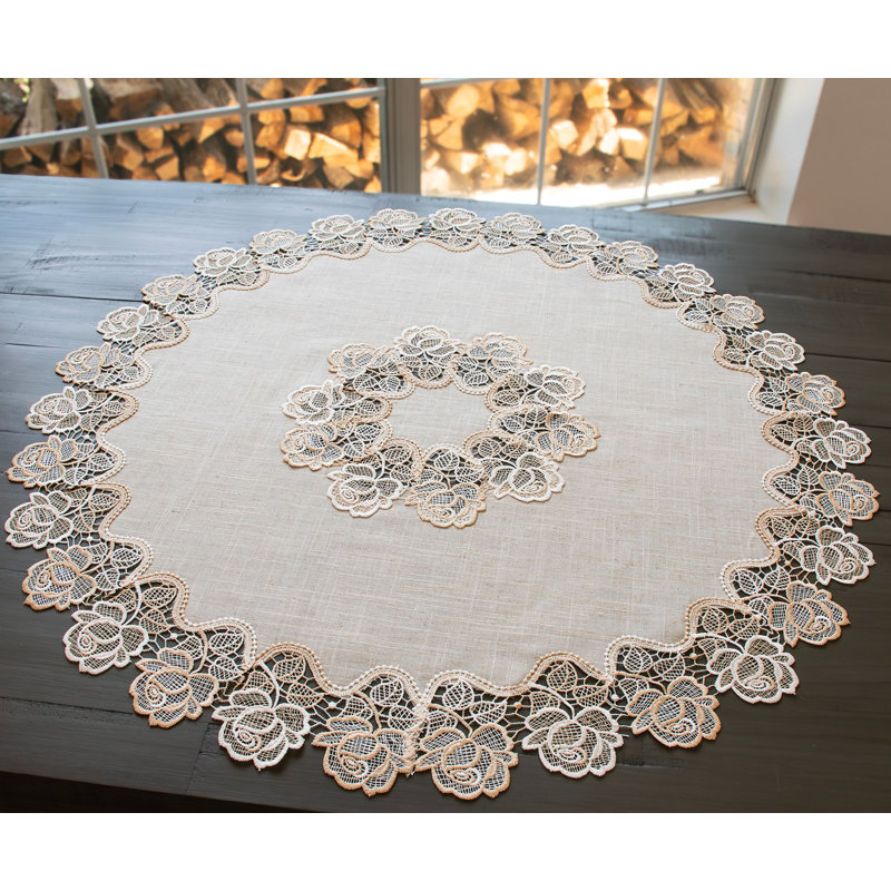 Plateau de table en dentelle beige Beige Rose Collection